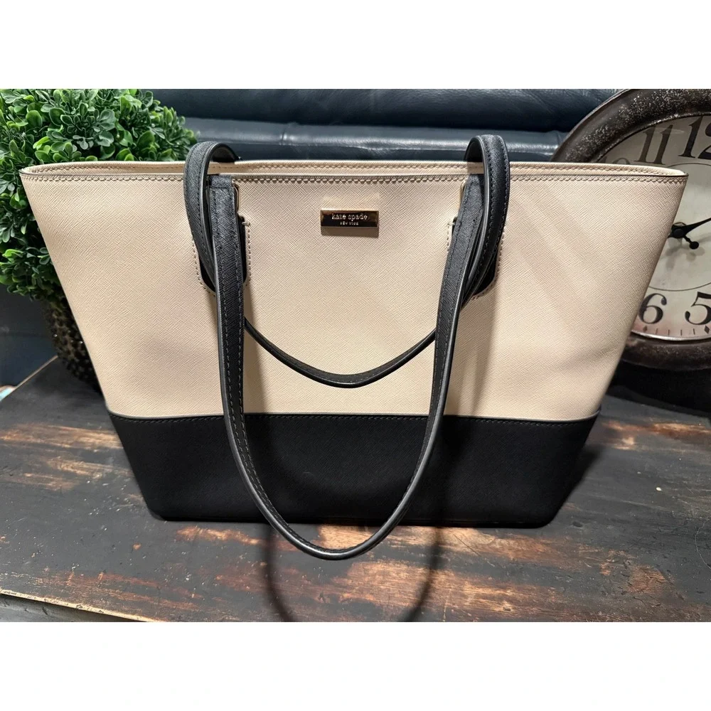 Kate Spade Laurel Way Medium Dally Tote Bag WKRU5302 Soft Porcelain Black